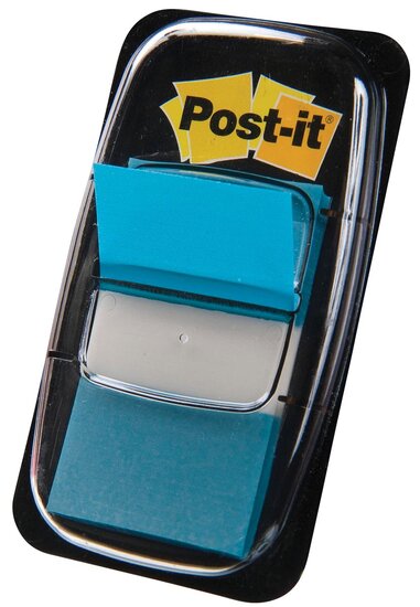 Post-it index standaard, ft 24,4 x 43,2 mm, houder met 50 tabs, turkoois