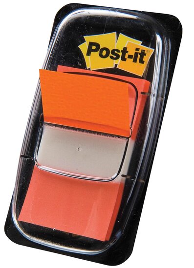 Post-it index standaard, ft 24,4 x 43,2 mm, houder met 50 tabs, oranje