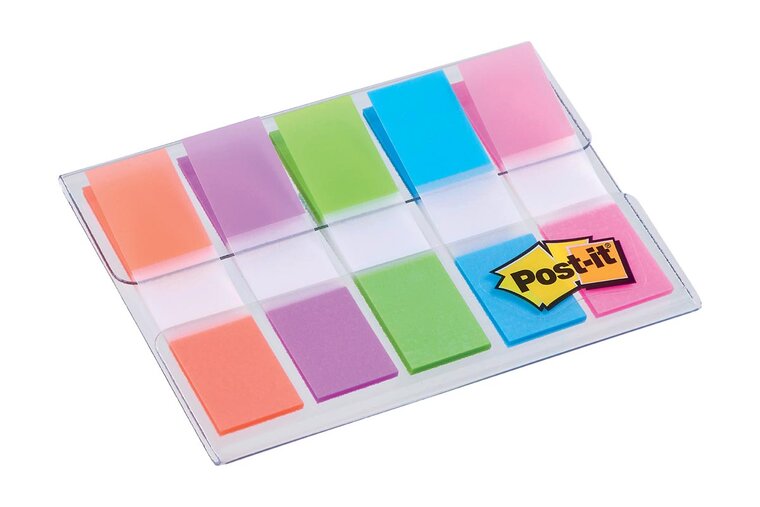 Post-it Index, ft 11,9X43,2 mm, blister met 5 kleuren, 20 tabs per kleur