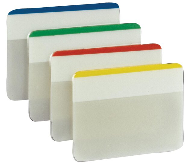 Post-it Index Strong, ft 50,8 x 38 mm, voor ordners, set van 24 tabs, 4 kleuren, 6 tabs per kleur