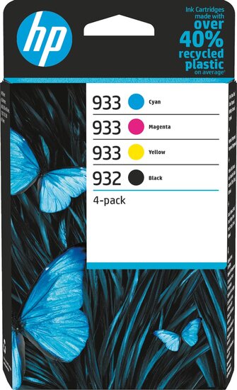 HP inktcartridge 932 en 933, 330 - 400 pagina&#039;s, OEM 6ZC71AE, 4 kleuren