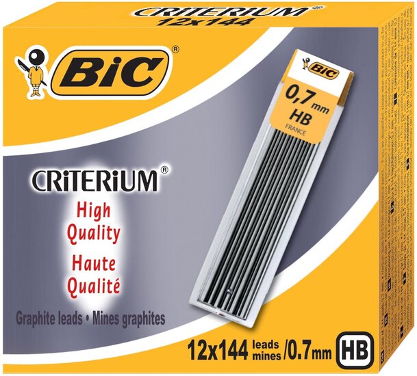 Bic criterium potloodstiften, 0,7 mm, HB, etui van 12 stuks