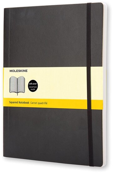 Moleskine notitieboek, ft 19 x 25 cm, geruit, soepele cover, 192 blad, zwart