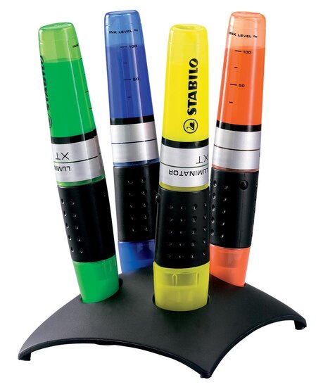 STABILO LUMINATOR markeerstift, deskset van 4 stuks in geassorteerde kleuren