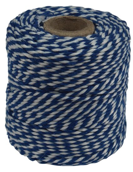 Katoentouw, blauw-wit, klos van 50 g, ongeveer 55 m