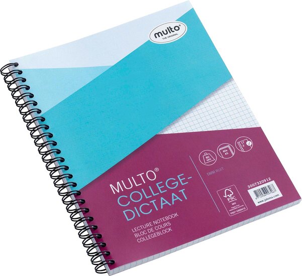 Multo collegedictaat ft 16,5 x 21 cm, geruit 5 mm, 17-gaats