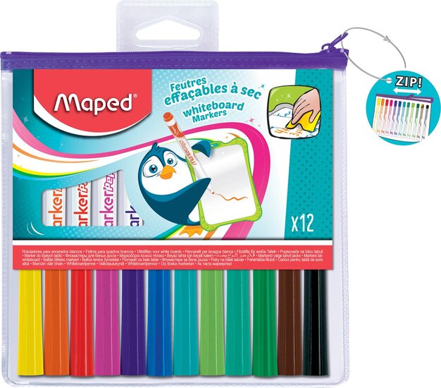 Maped Marker&#039;Peps whiteboardmarker, etui met 12 stuks in geassorteerde kleuren