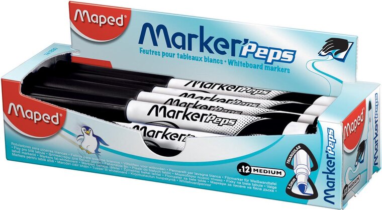 Maped whiteboardmarker Marker&#039;Peps, doos van 12 stuks, zwart