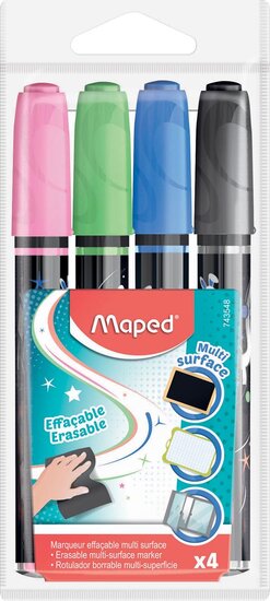 Maped krijtmarker, etui met 4 stuks in geassorteerde kleuren