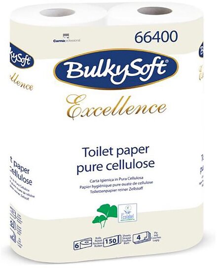 Bulkysoft Excellence toiletpapier, 4-laags, 150 vel, pak van 6 rollen