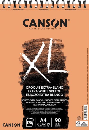 Canson schetsblok XL Extra White ft 21 x 29,7 cm (A4)