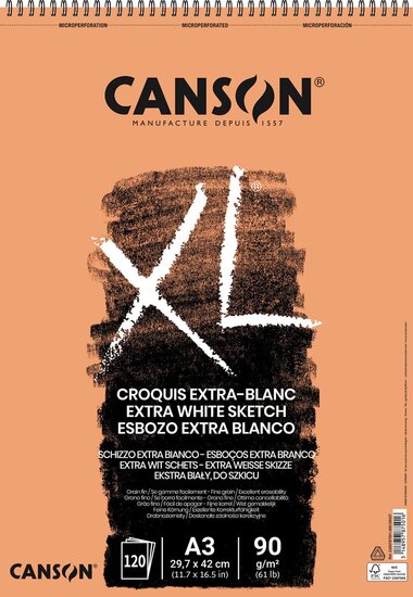 Canson schetsblok XL Extra White ft 29,7 x 42 cm (A3)