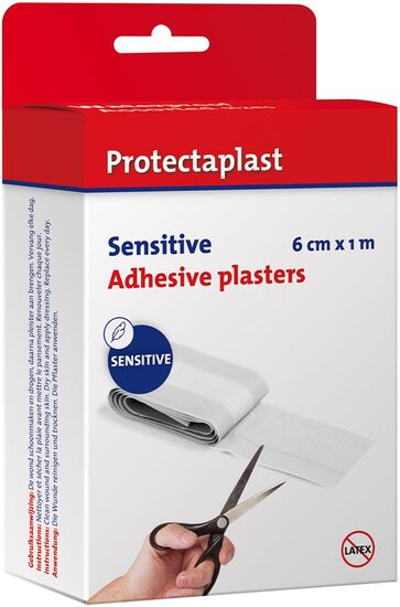 Protectaplast Sensitive pleister, ft 6 cm x 1 m, op rol