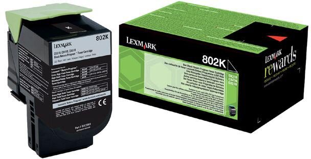 Lexmark Return Program toner 802, 1.000 pagina&#039;s, OEM 80C20K0, zwart