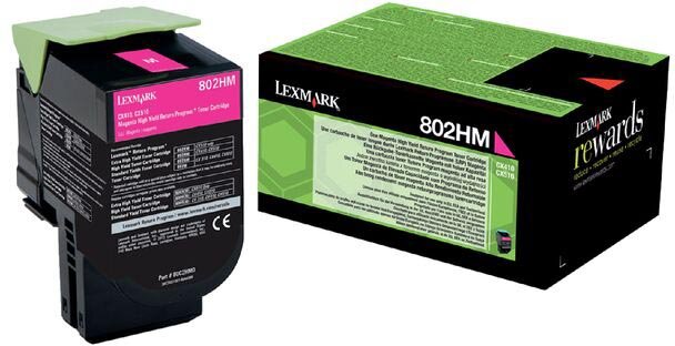 Lexmark Return Program toner 802, 3.000 pagina&#039;s, OEM 80C2HM0, magenta