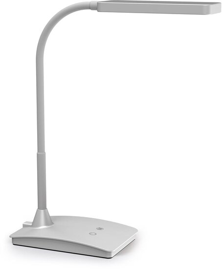 MAUL bureaulamp LED Pearly op voet, color vario, dimbaar, zilver