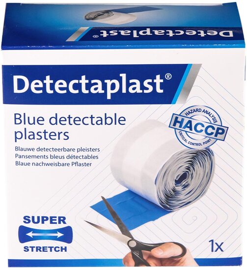 Detectaplast Elastic textielpleister, ft 6 cm x 5 m, op rol