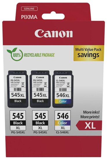 Canon inktcartridge 2 x PG-545XL + 1 x CL-546XL, 300 - 400 pagina&#039;s, OEM 8286B013, 4 kleuren