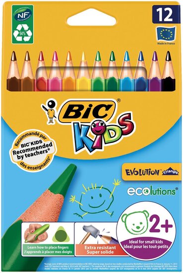 Bic kleurpotlood Ecolutions Evolution Triangle 12 potloden in een kartonnen etui