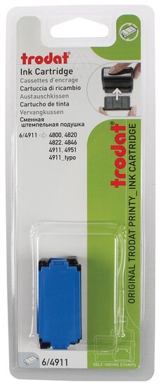 Trodat vervangkussen blauw, voor stempel 4911/4820/4822/4846, blister met 2 stuks