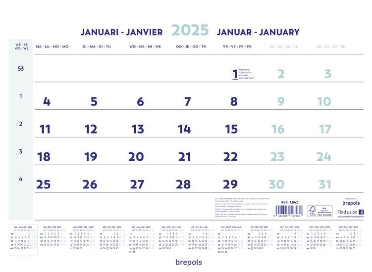 Brepols maandkalender, 2025