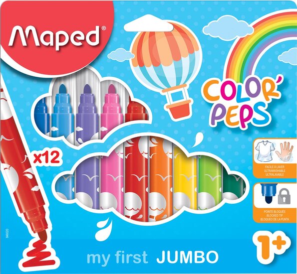 Maped viltstift Color&#039;Peps Jumbo Early Age, etui van 12 stuks, assorti