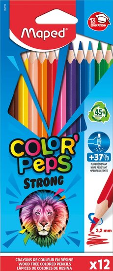 Maped kleurpotlood Color&#039;Peps Strong, 12 potloden in een kartonnen etui