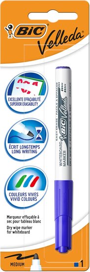 Bic Velleda whiteboardmarker 1741, blauw, op blister