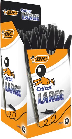 Bic balpen Cristal Large, brede punt, zwart