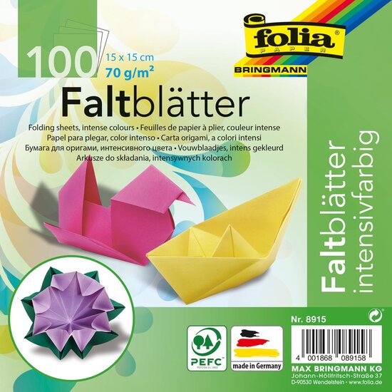 Folia vouwblaadjes ft 15 x 15 cm, pak van 100 blaadjes