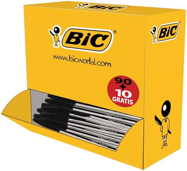 Bic balpen Cristal Medium voordeelpak 90 + 10 gratis, zwart