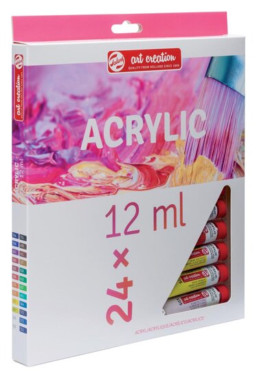 Talens Art Creation acrylverf tube van 12 ml, set van 24 tubes in geassorteerde kleuren