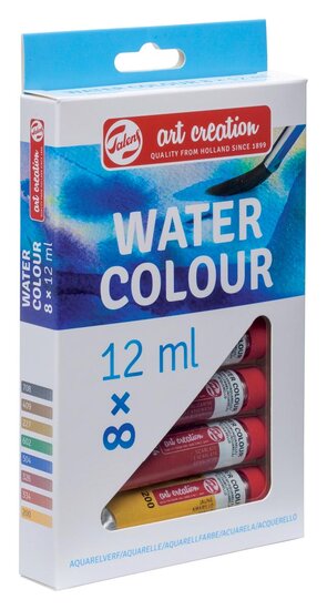 Talens Art Creation aquarelverf tube van 12 ml, set van 8 tubes in geassorteerde kleuren