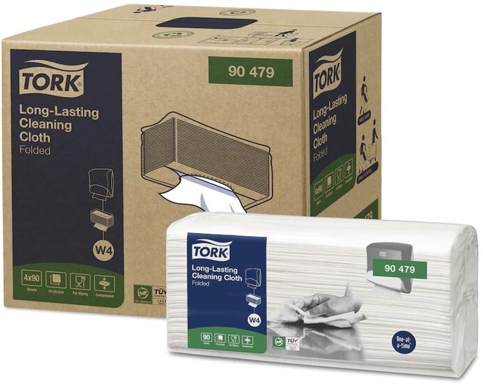 Tork Long Lasting poetspapier, gevouwen, W4, 90 vellen, pak van 4 stuks