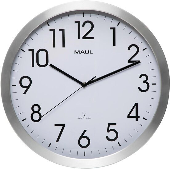 MAULmove wandklok, radiogestuurd, diameter 40 x 5,2 cm, aluminium kader