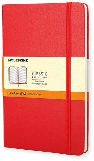 Moleskine notitieboek, ft 13 x 21 cm, gelijnd, harde cover, 240 blad, rood