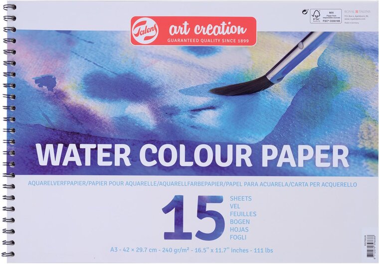 Talens Art Creation aquarelpapier, 240 g/m&sup2;, ft A3, blok met 15 vellen