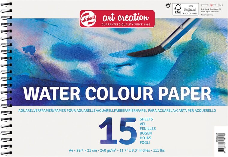 Talens Art Creation aquarelpapier, 240 g/m&sup2;, ft A4, blok met 15 vellen