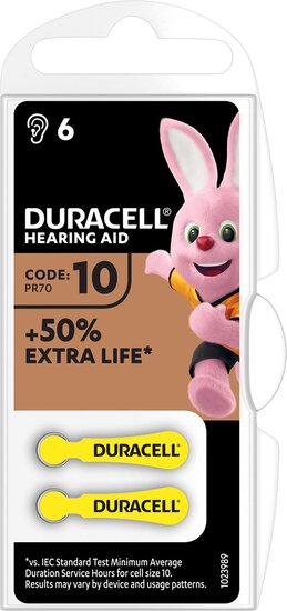 Duracell hoortoestelbatterijen DA10, blister van 6 stuks