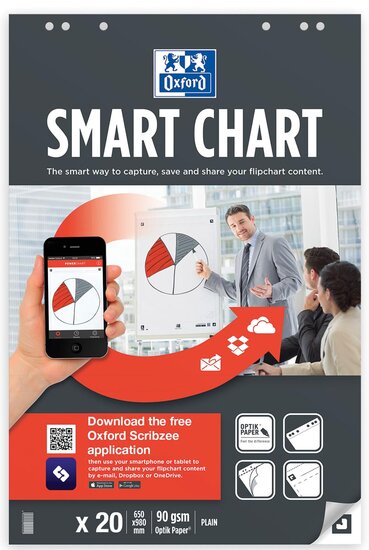 Oxford Smart Chart flipcharblok, ft 65 x 98 cm, pak met 20 vel, blanco