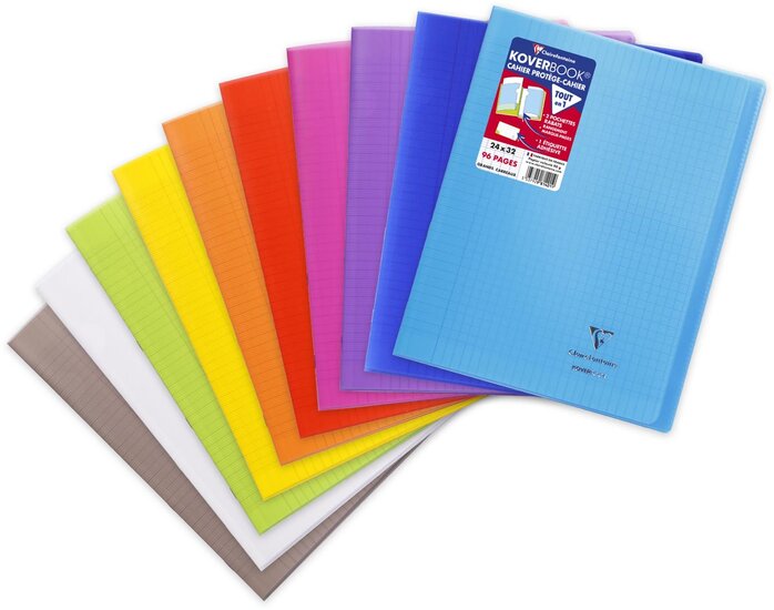 Clairefontaine schrift Koverbook voor ft A4+, 96 bladzijden, kaft in PP, sey&egrave;s, transparant