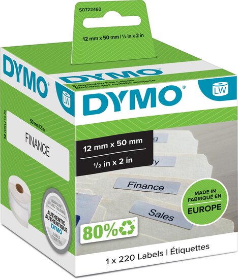 Dymo etiketten LabelWriter ft 50 x 12 mm, wit, 220 etiketten