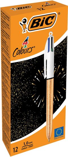 Bic Colours Frozen 4-kleurenbalpen, medium, klassieke inktkleuren, doos van 12 stuks