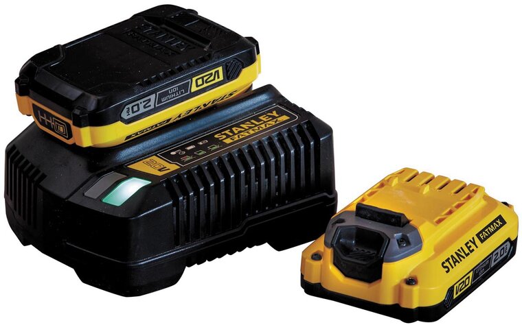 Stanley FatMax startpakket: 2A lader + 2 x accu 18V 2.0AH lithium-ion