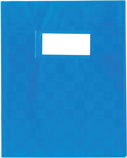 Schriftomslag, ft 16,5 x 21 cm, uit plastiek van 120 micron, blauw