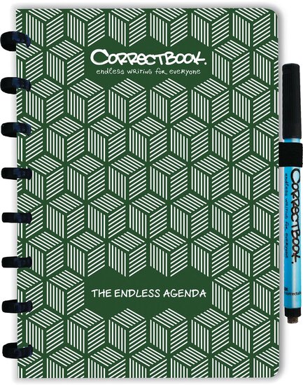 Correctbook Endless Agenda A5, uitwisbaar / herbruikbaar, Forest Green (donkergroen)