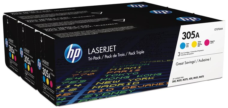 HP toner 305A, 3 x 2 600 pagina&#039;s, OEM CF370AM, 3 kleuren