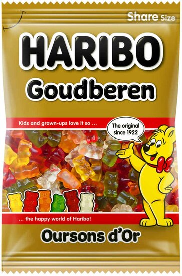 Haribo snoep goudbeertjes, zak van 250 g