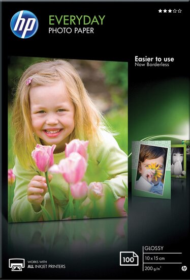 HP Everyday fotopapier ft 10 x 15 cm, 200 g, pak van 100 vel, glanzend