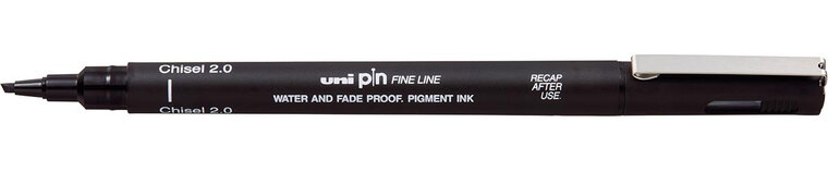 Uni Pin fineliner, schuine punt, 2,0 mm, zwart